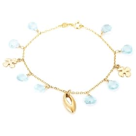 14k Yellow Gold Blue Topaz Charm Bracelet, 7 by Amazon.com Collection