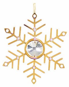 24k Gold Small Snowflake Ornament – Clear Swarovski Crystal
