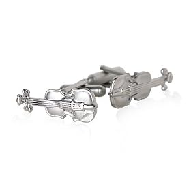 Buy Unique Violin Cufflinks in Satin Silver Finish for Musicians with Presentation Box made by Cuff-Daddy now!
