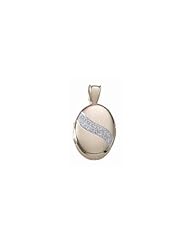Solid 14k Premium Weight Yellow Gold Oval With Diamonds Picture Locket 3/4 inch x 1 inch