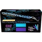 Chi Limited Edition Snap On Style Ceramic Flat Iron, Purple, Blue and Leopard, 1 Inch