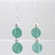 Southwestern Round Turquoise Gemstone Disc Bead Dangle Earrings in Sterling Silver, #9651