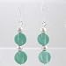 Southwestern Round Turquoise Gemstone Disc Bead Dangle Earrings in Sterling Silver, #9651