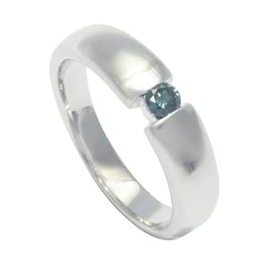 Bella Donna Damenring Silber 925 1 blauer Brillant behandelt 0.20 Carat Ringgre 56 630932 matt