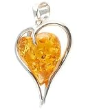 Wrapped Large Cognac Amber Heart Pendant