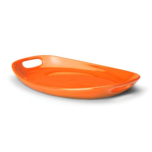 Rachael Ray Stoneware Serving 9-3/4-by-15-3/4-Inch Oval Platter, Orange