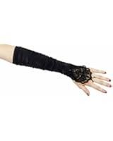 Grace Fingerless Long Gathered and Beaded Gloves
