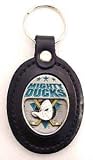 Anaheim Mighty Ducks Large Leather & Pewter Team Key Fob