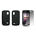Black Soft Silicone Gel Skin Cover Case + LCD Screen Protector for Samsung Solstice A887