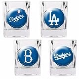 MLB Los Angeles Dodgers Four Piece Square Shot Glass Set (Individual Logos)