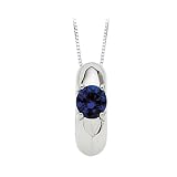 14K White Gold Children's Imitation Sapphire Ring Pendant with Chain