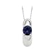 14K White Gold Children's Imitation Sapphire Ring Pendant with Chain