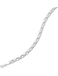 14K White Gold 7.25" 6.20mm Alternate Textured Pear Like Shape With Diamond Cut Vine Like Shape Fancy Bracelet With Pear Shape Clasp