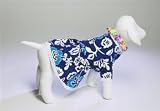 Dog Dress Hawaiian Style with Lei Navy with Flowers Medium