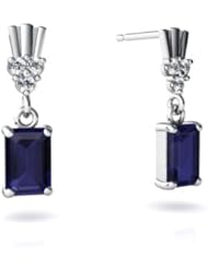 Genuine Sapphire 14kt White Gold Dangle Drop Earrings