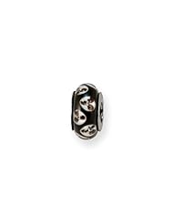 Black and White Floral, Glass Charm for 3mm Charm Bracelets