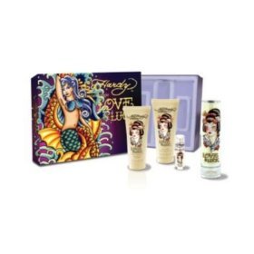 Ed Hardy Love & Luck for Women Gift Set – 3.4 oz EDP Spray + 3.0 oz Body Lotion + 3.0 oz Shower Gel