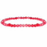 Simulated Pink Coral Stone 4mm Bead Beaded Stretch Bracelet