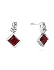 Genuine Ruby 14kt White Gold Dangle Drop Earrings