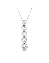 1 Carat 5 Stone Diamond Pendant Necklace in 14k white gold on an 18" 14k White Gold Rope Style Chain