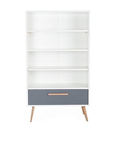 Design Twist Office Mobile A Giorno 3 Ripiani E 1 Cassetto Bianco/Antracite
