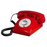 1960s Retro Style Desk Telephone With Rotary Dialler red