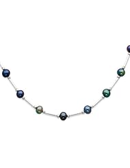 Sterling Silver Peacock Cultured Pearl Necklace