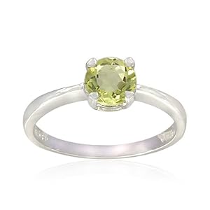 Sterling Silver Round-Shaped Lemon Quartz Ring