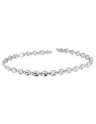 14K White Gold 8" Heart Bracelet