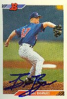 Brian Barnes, Montreal Expos, 1992 Bowman Autographed Card