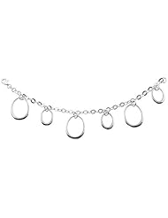 Sterling Silver Rolo Link 7.5 in. Charm Bracelet w/ Oval Cut-outs