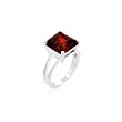White Gold Rhodium Princess Cut Garnet Crystal Solitaire Ring in Silver Tone in Sizes 5-10 with 5 Total Carat Weight