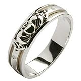 Gents Gold Diamond Set Celtic & Claddagh Wedding Band - White Gold