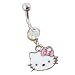 Hello Kitty Cute Sexy WHITE & PINK Belly Navel Ring Hello Kitty Cute Sexy WHITE & PINK Belly Navel Ring