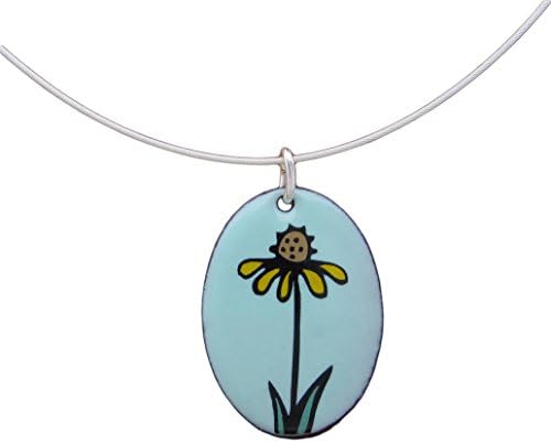 Mark Poulin Women's Vitreous Enamel and Copper Necklace Dandelion, 18" Silver-Plated Steel Cable