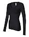 Bella Womens Andrea Sheer Rib Long Sleeve Longer-Length V Neck T Shirt. B8750