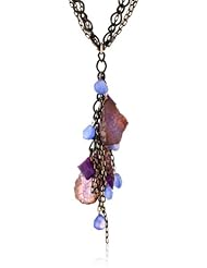 Devon Leigh Purple Agate Chalcedony Black Chain Long Necklace, 30"