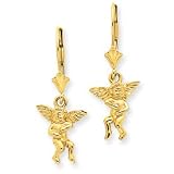 14k Gold Polished Angel Leverback Earrings