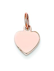 14K Rose Gold Heart Charm Engraveable Jewelry Pendant