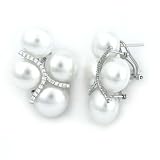 14K Freshwater Button Pearl & Diamond Cluster Earrings