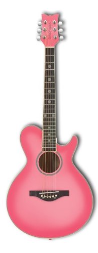 31ug8LdoEEL Daisy Rock WildWood Short Scale Acoustic Left Handed Guitar, Pink Burst