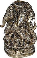 Hindu Statue God Ganesa Brass Collectibles 2.25 x 2.25 x 4 inches