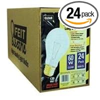 Feit Electric 60A CL MP-130 60-Watt A19 Household Bulb, Clear, 24 Pack by Feit Electric