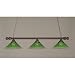 Billiard 3 Light Round Bar Pendant with Round Ends and Kiwi Green Crystal Glass Shade