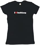 I Heart (Love) Lesbians Women's Tee Shirt Large-Kelly Green Babydoll (petite fit)