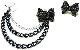Black and Silver Simple Bow Ear Cuff Earring