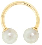 16 Gauge 1/4 - Genuine Pearl 14kt Yellow Gold Circular Barbell - 4mm Pearls