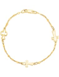 14K Yellow Gold Symbolic Cross Bracelet
