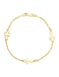 14K Yellow Gold Symbolic Cross Bracelet