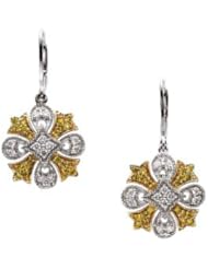 1/2 Ct Tw Natural Yellow & White Diamonds Lever Back Earrings by US Gems